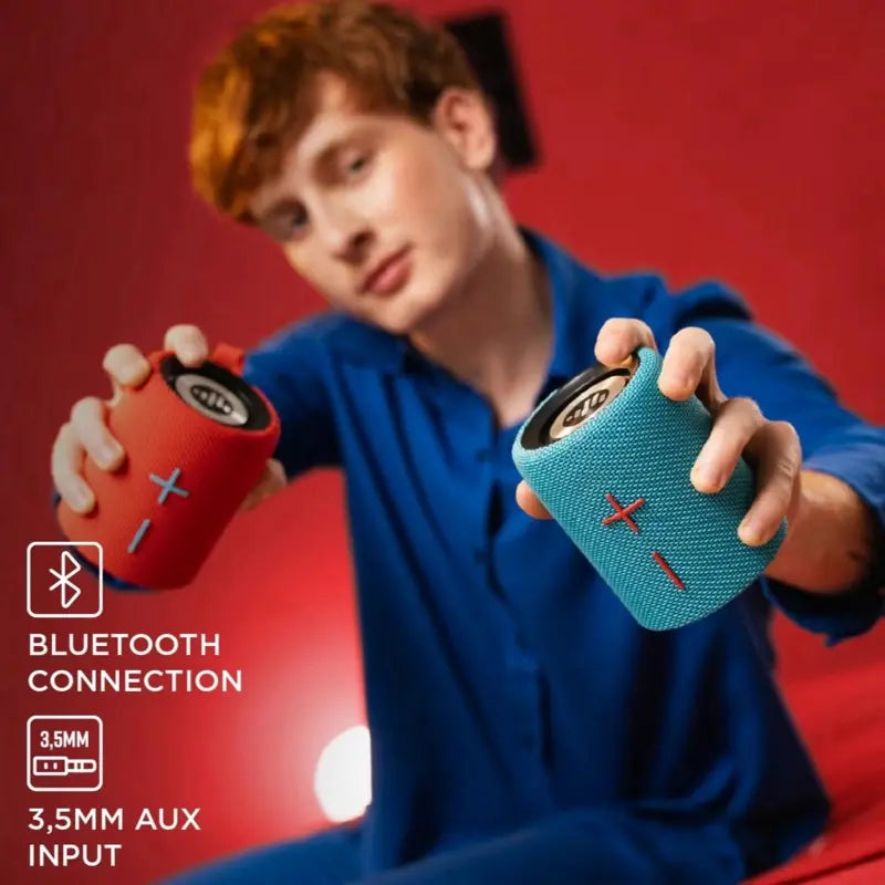 Split Magnetic Waterproof Speakers - Red & Blue Portable Audio Units with Magnetic Feature