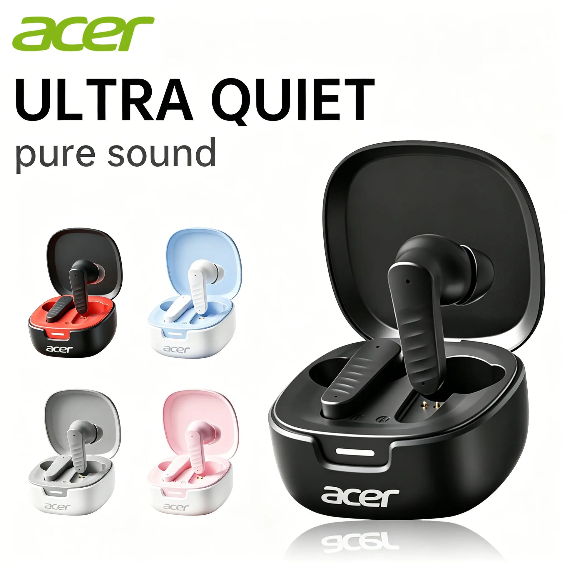 Acer Premium Wireless Earbuds, Spatial Audio with Surround Sound, Long Battery Life, Smart Call Noise Cancellation, Low Latency for Gaming/Tv, Type-C Fast Charging, Earbuds Wireless Headphones Bluetooth Audifonos Bluetooth Sync Game Headset Headphone