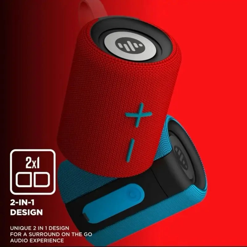 Split Magnetic Waterproof Speakers - Red & Blue Portable Audio Units with Magnetic Feature