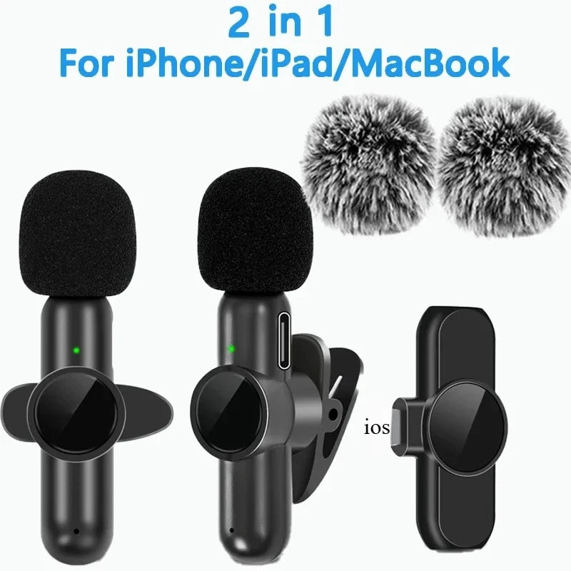 2.4G Wireless Lavalier Microphone Audio Video Recording Noise Cancelling for Iphone/Ipad/Android/Xiaomi/Samsung Live Game Mic