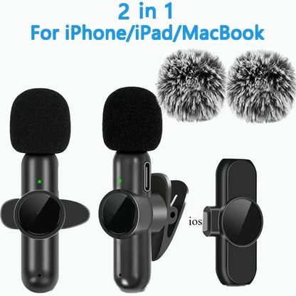 2.4G Wireless Lavalier Microphone Audio Video Recording Noise Cancelling for Iphone/Ipad/Android/Xiaomi/Samsung Live Game Mic