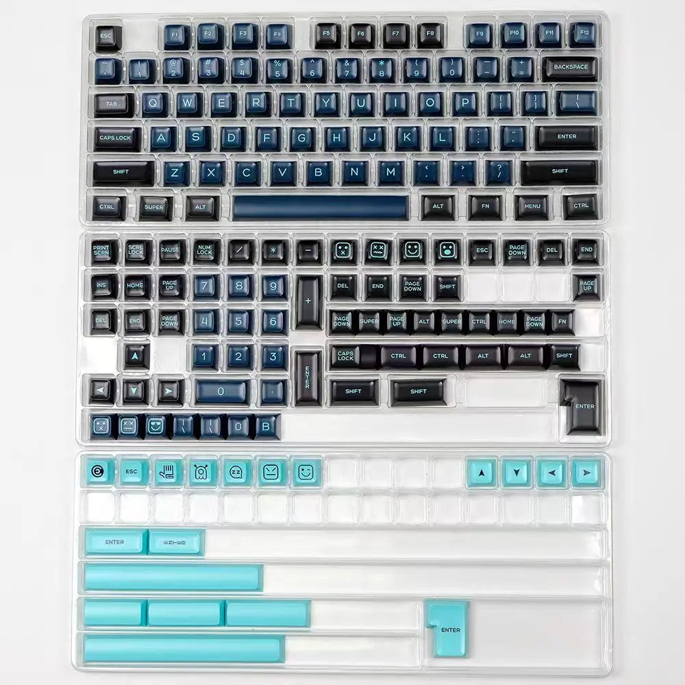 160-Key PBT SA Profile Monster Keycap Set - Sleek Black with Blue Accents, Durable & Smooth for Mechanical Keyboards, Backlit Keys, and Keyboards - Ideal for Gaming & Typing, Gaming Keyboard Keyboard