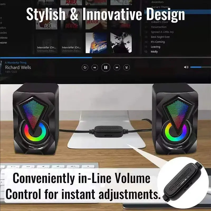 New Mini Wired RGB Computer Speakers (X2)