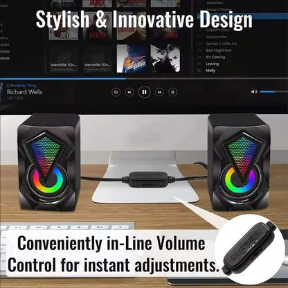 New Mini Wired RGB Computer Speakers (X2)