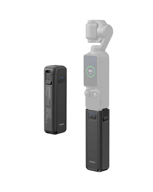 TELESIN Battery Handle with Tripod for Xtra Muse and DJI Osmo Pocket 4/3, 5000mAh Extended Battery Grip, 1.3X Runtime Enhancement, Charging Support While Shooting, Compact Tripod Mount for Travel and Vlogging