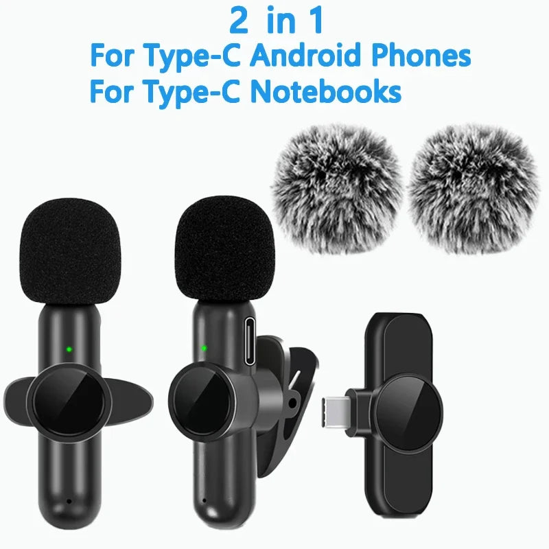 2.4G Wireless Lavalier Microphone Audio Video Recording Noise Cancelling for Iphone/Ipad/Android/Xiaomi/Samsung Live Game Mic