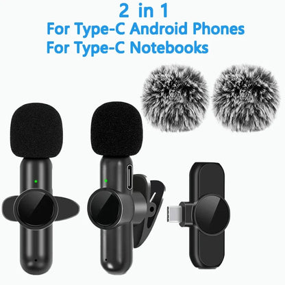 2.4G Wireless Lavalier Microphone Audio Video Recording Noise Cancelling for Iphone/Ipad/Android/Xiaomi/Samsung Live Game Mic