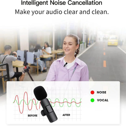 Hitozon Wireless Mini Lavalier Microphone for iPhone 15/16/17, iPad, and Android Devices - Noise Reduction, Portable USB-C Lapel Mic for Video Recording, Vlogging, TikTok, and YouTube