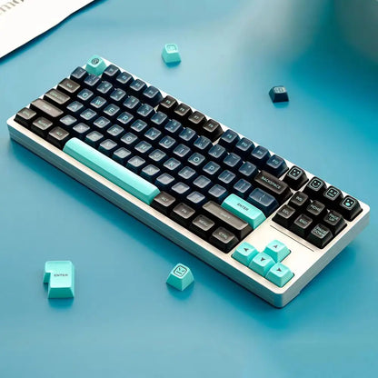 160-Key PBT SA Profile Monster Keycap Set - Sleek Black with Blue Accents, Durable & Smooth for Mechanical Keyboards, Backlit Keys, and Keyboards - Ideal for Gaming & Typing, Gaming Keyboard Keyboard