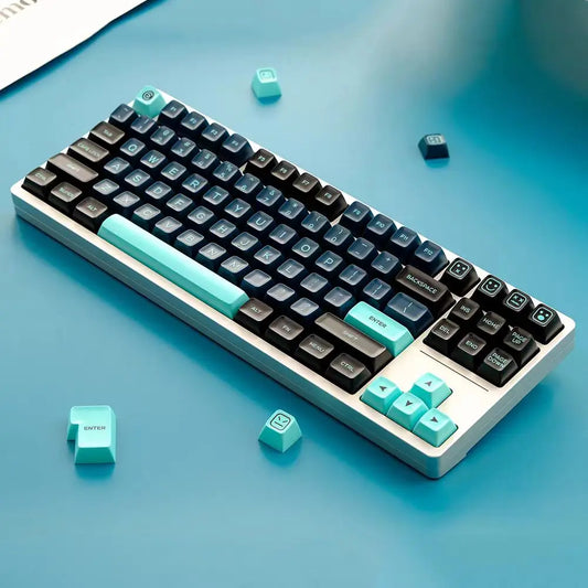 160-Key PBT SA Profile Monster Keycap Set - Sleek Black with Blue Accents, Durable & Smooth for Mechanical Keyboards, Backlit Keys, and Keyboards - Ideal for Gaming & Typing, Gaming Keyboard Keyboard