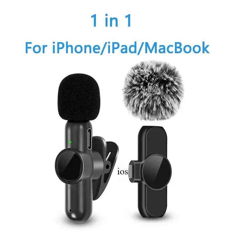 2.4G Wireless Lavalier Microphone Audio Video Recording Noise Cancelling for Iphone/Ipad/Android/Xiaomi/Samsung Live Game Mic