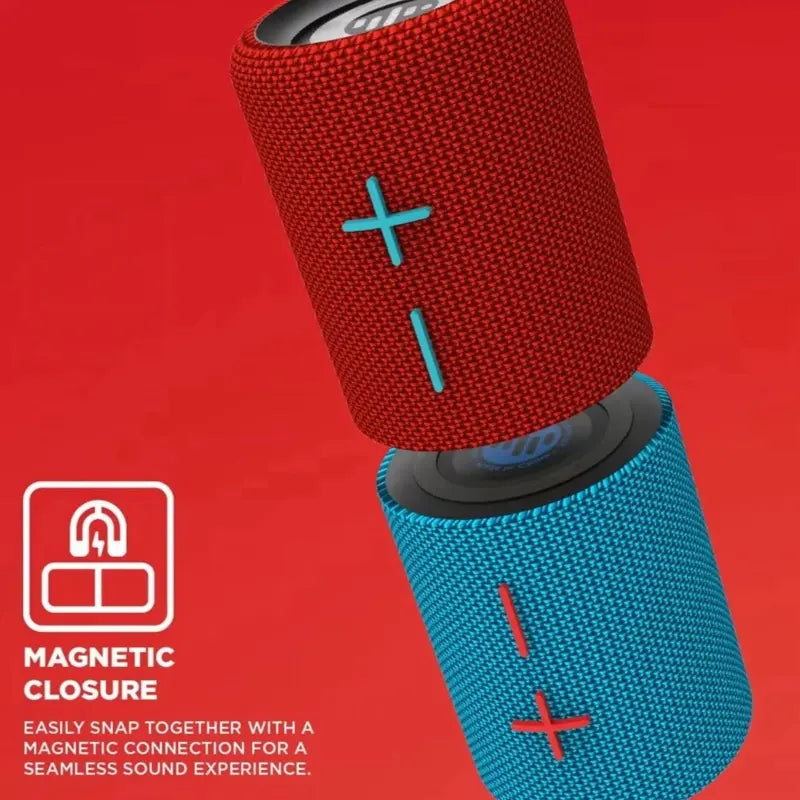 Split Magnetic Waterproof Speakers - Red & Blue Portable Audio Units with Magnetic Feature