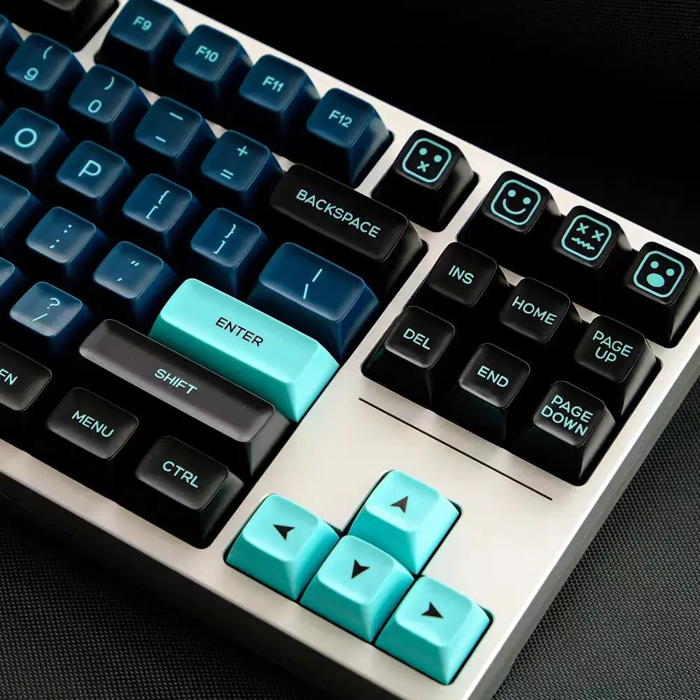 160-Key PBT SA Profile Monster Keycap Set - Sleek Black with Blue Accents, Durable & Smooth for Mechanical Keyboards, Backlit Keys, and Keyboards - Ideal for Gaming & Typing, Gaming Keyboard Keyboard