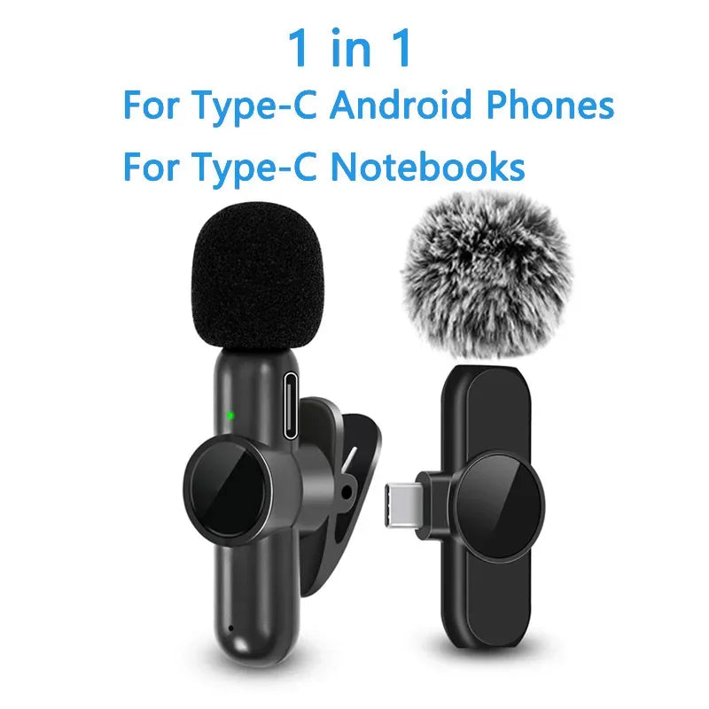2.4G Wireless Lavalier Microphone Audio Video Recording Noise Cancelling for Iphone/Ipad/Android/Xiaomi/Samsung Live Game Mic