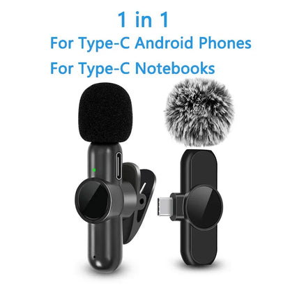 2.4G Wireless Lavalier Microphone Audio Video Recording Noise Cancelling for Iphone/Ipad/Android/Xiaomi/Samsung Live Game Mic