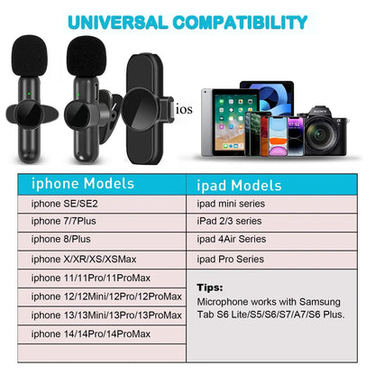 2.4G Wireless Lavalier Microphone Audio Video Recording Noise Cancelling for Iphone/Ipad/Android/Xiaomi/Samsung Live Game Mic