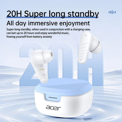 Acer Premium Wireless Earbuds, Spatial Audio with Surround Sound, Long Battery Life, Smart Call Noise Cancellation, Low Latency for Gaming/Tv, Type-C Fast Charging, Earbuds Wireless Headphones Bluetooth Audifonos Bluetooth Sync Game Headset Headphone