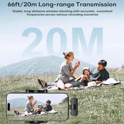 Hitozon Wireless Mini Lavalier Microphone for iPhone 15/16/17, iPad, and Android Devices - Noise Reduction, Portable USB-C Lapel Mic for Video Recording, Vlogging, TikTok, and YouTube