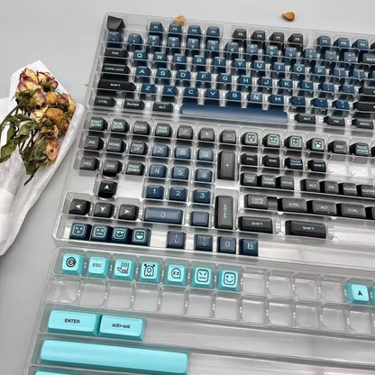 160-Key PBT SA Profile Monster Keycap Set - Sleek Black with Blue Accents, Durable & Smooth for Mechanical Keyboards, Backlit Keys, and Keyboards - Ideal for Gaming & Typing, Gaming Keyboard Keyboard