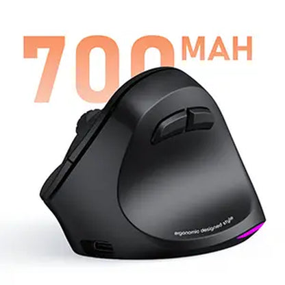 MEETION Ergonomic Mouse, Wireless Vertical Mouse RGB Backlit Rechargeable Mice for Bluetooth(5.2 + 3.0) & USB-A with USB-C Adapter 4 Adjustable DPI for Mac/Windows/Andriod/Pc/Tablet/Ipad