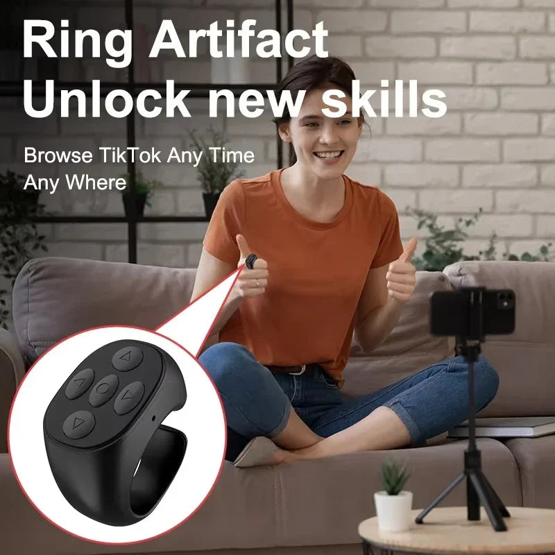 Smart Fingertip Ring Remote Control Automatic Page Turner Browsing Mouse Wireless Bluetooth for Mobile Selfie Mice Selfie Video