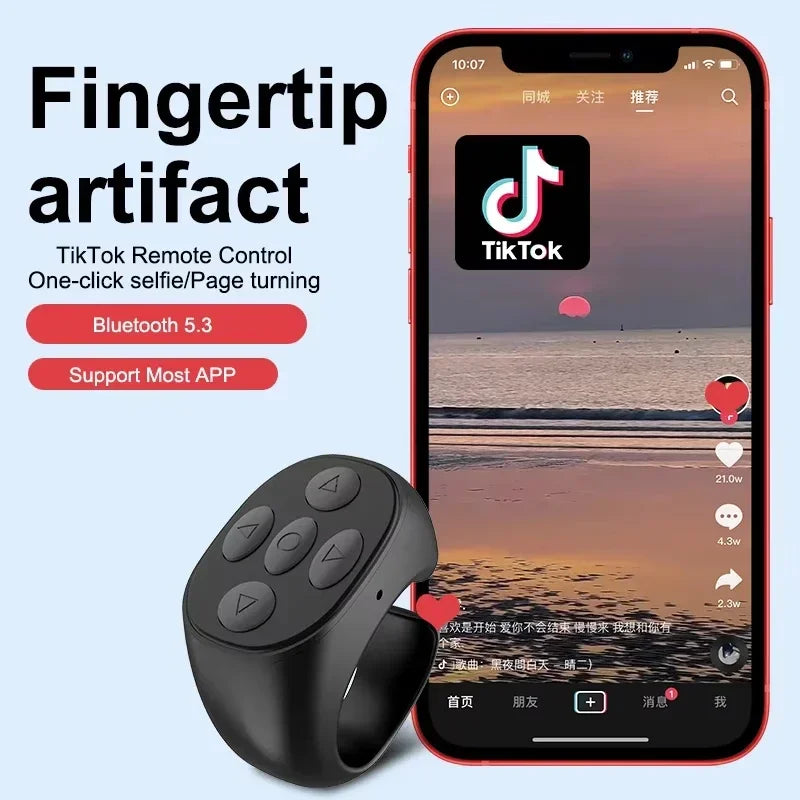 Smart Fingertip Ring Remote Control Automatic Page Turner Browsing Mouse Wireless Bluetooth for Mobile Selfie Mice Selfie Video