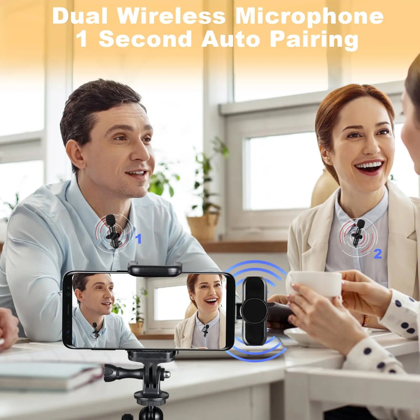 2.4G Wireless Lavalier Microphone Audio Video Recording Noise Cancelling for Iphone/Ipad/Android/Xiaomi/Samsung Live Game Mic