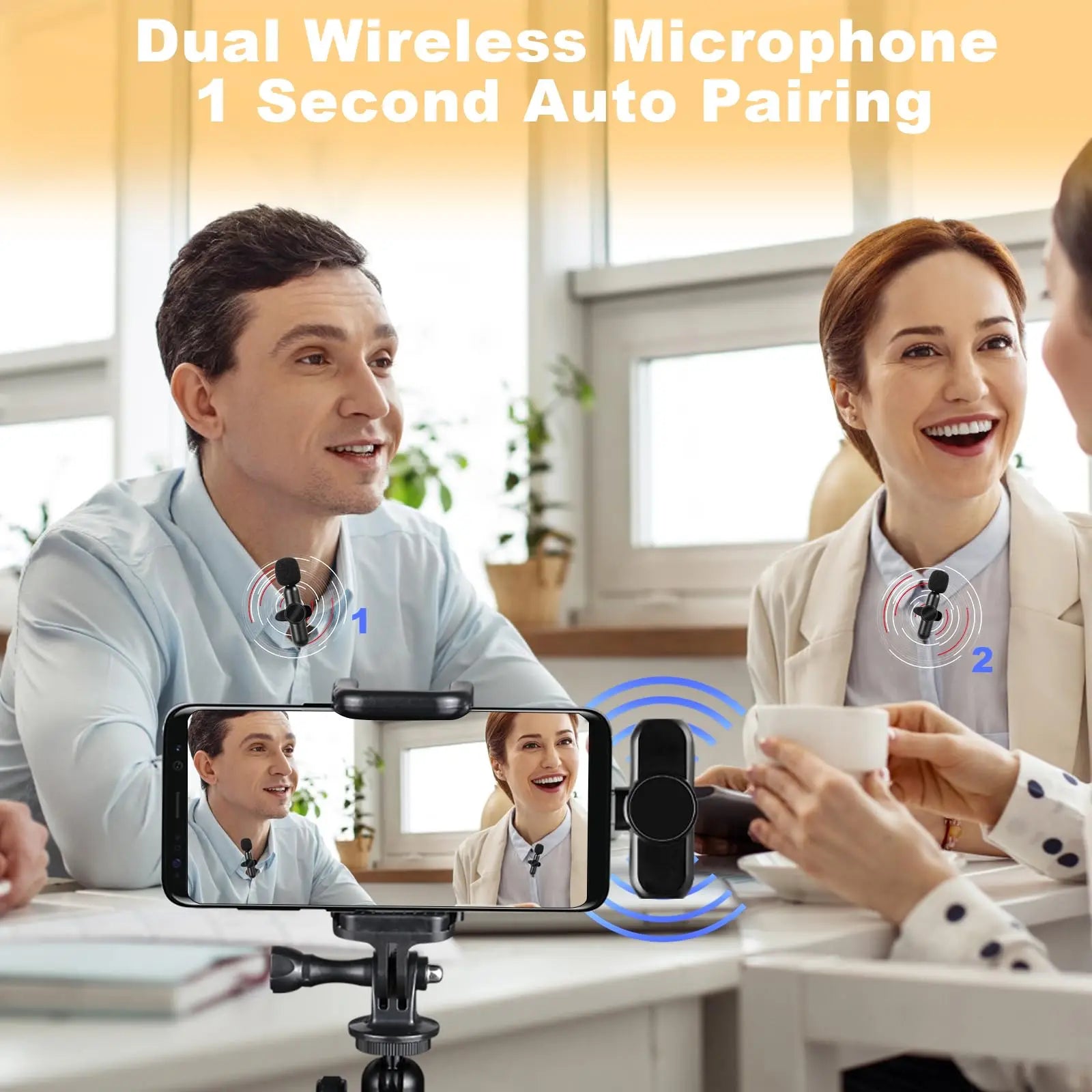 2.4G Wireless Lavalier Microphone Audio Video Recording Noise Cancelling for Iphone/Ipad/Android/Xiaomi/Samsung Live Game Mic