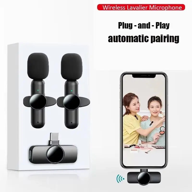 2.4G Wireless Lavalier Microphone Audio Video Recording Noise Cancelling for Iphone/Ipad/Android/Xiaomi/Samsung Live Game Mic