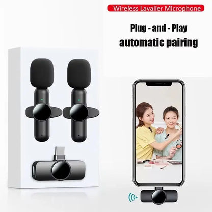 2.4G Wireless Lavalier Microphone Audio Video Recording Noise Cancelling for Iphone/Ipad/Android/Xiaomi/Samsung Live Game Mic