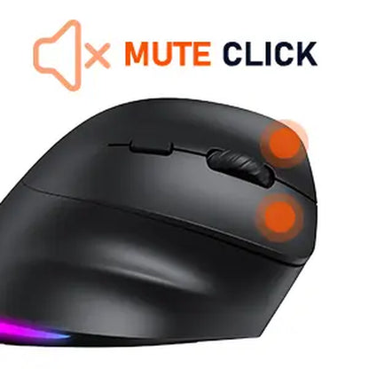 MEETION Ergonomic Mouse, Wireless Vertical Mouse RGB Backlit Rechargeable Mice for Bluetooth(5.2 + 3.0) & USB-A with USB-C Adapter 4 Adjustable DPI for Mac/Windows/Andriod/Pc/Tablet/Ipad