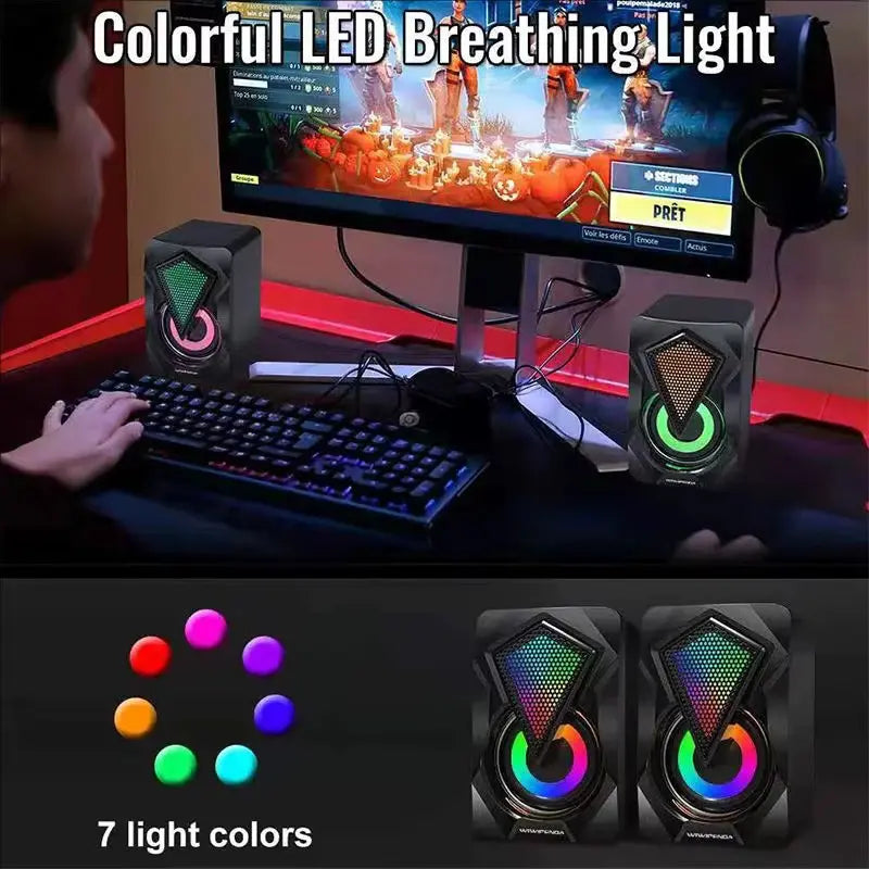 New Mini Wired RGB Computer Speakers (X2)