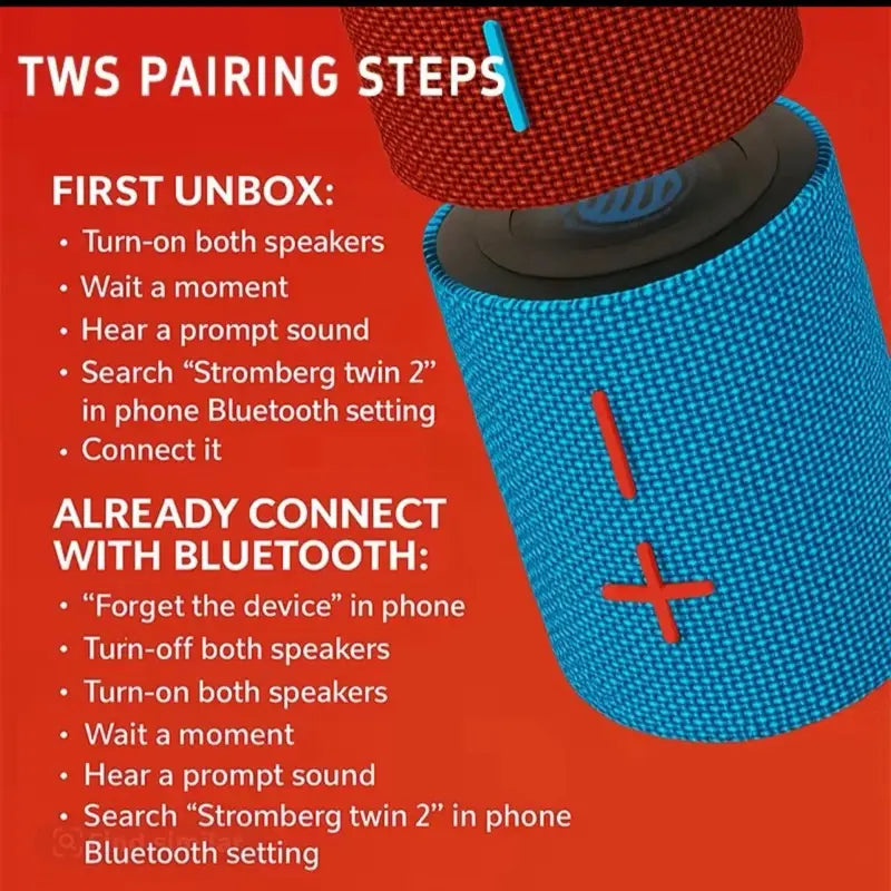 Split Magnetic Waterproof Speakers - Red & Blue Portable Audio Units with Magnetic Feature