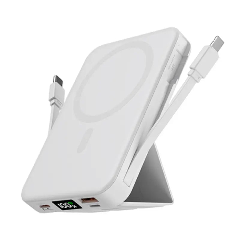 10000Mah Magsafe Magnetic Power Bank with Built-In Cables & Phone Stand｜22.5W PD Fast Charge LED Display Portable Charger for Iphone 12-17 Android Hands Free Wireless Charging Gift Smartphone Chargeable