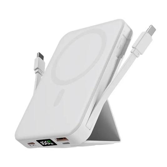 10000Mah Magsafe Magnetic Power Bank with Built-In Cables & Phone Stand｜22.5W PD Fast Charge LED Display Portable Charger for Iphone 12-17 Android Hands Free Wireless Charging Gift Smartphone Chargeable