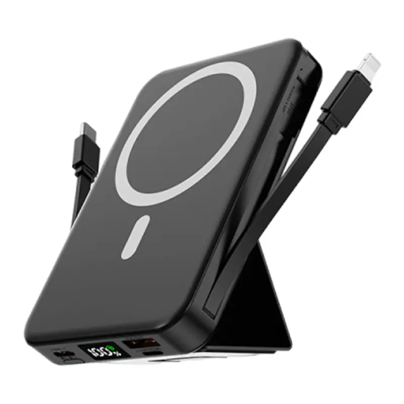 10000Mah Magsafe Magnetic Power Bank with Built-In Cables & Phone Stand｜22.5W PD Fast Charge LED Display Portable Charger for Iphone 12-17 Android Hands Free Wireless Charging Gift Smartphone Chargeable