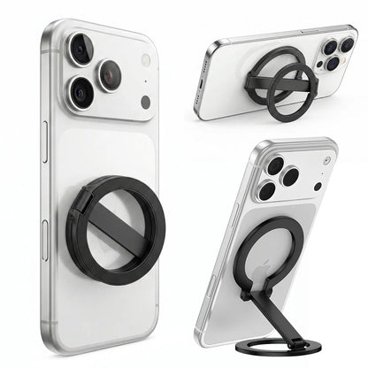 Magnetic Phone Stand and Fidget Spinner Combo - Dual Magnetic Ring Holder with 360° Rotation, Magsafe Compatible, Ideal for Stress Relief and Versatile Use at Home, Office, Travel, and Gym