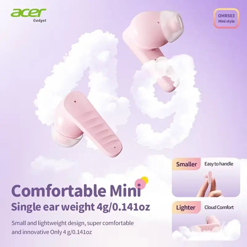 Acer Premium Wireless Earbuds, Spatial Audio with Surround Sound, Long Battery Life, Smart Call Noise Cancellation, Low Latency for Gaming/Tv, Type-C Fast Charging, Earbuds Wireless Headphones Bluetooth Audifonos Bluetooth Sync Game Headset Headphone