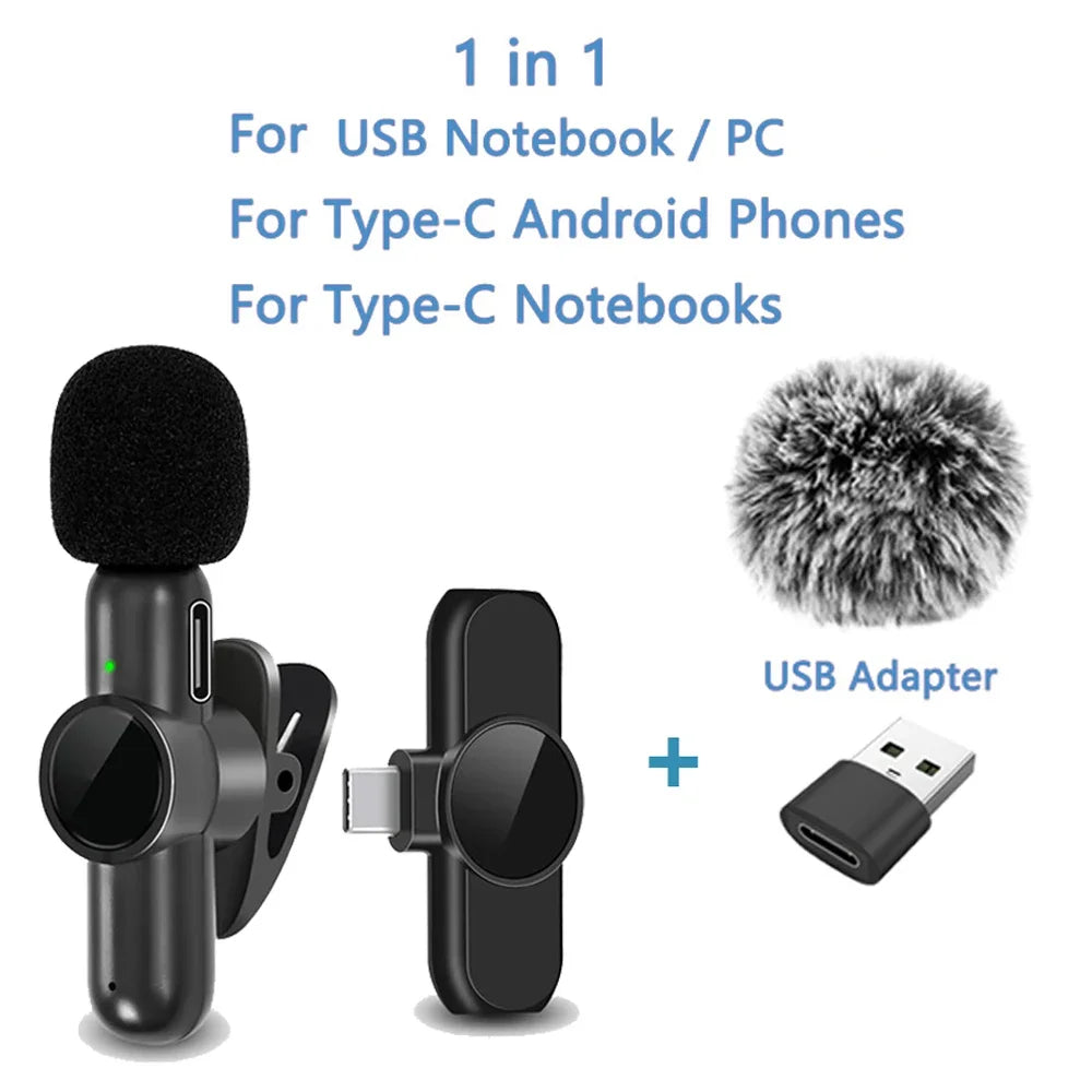 2.4G Wireless Lavalier Microphone Audio Video Recording Noise Cancelling for Iphone/Ipad/Android/Xiaomi/Samsung Live Game Mic