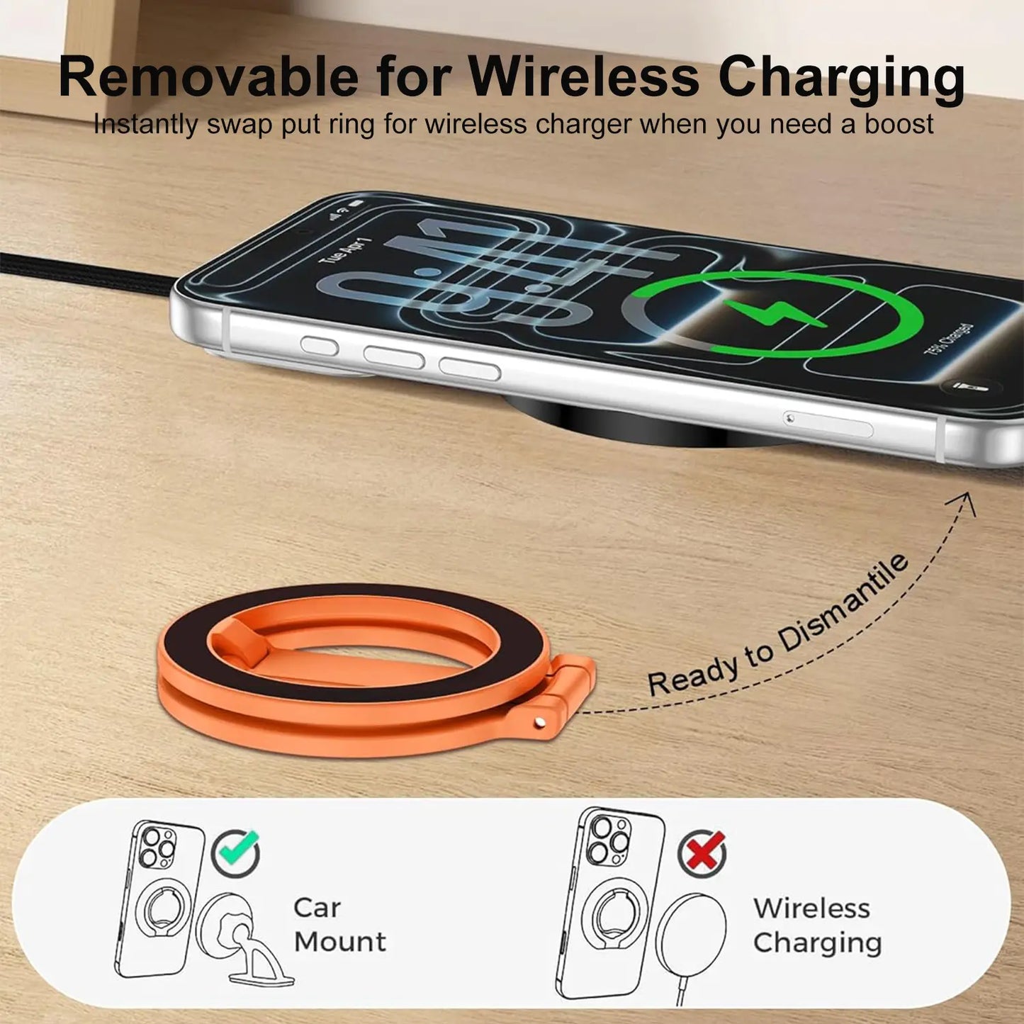 Magnetic Phone Stand and Fidget Spinner Combo - Dual Magnetic Ring Holder with 360° Rotation, Magsafe Compatible, Ideal for Stress Relief and Versatile Use at Home, Office, Travel, and Gym
