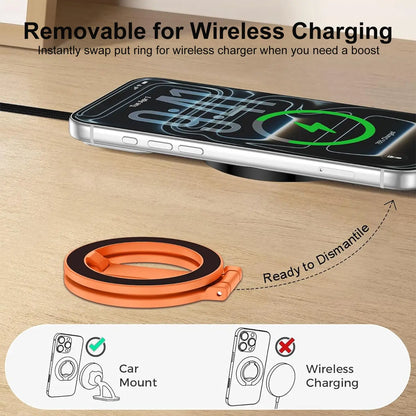 Magnetic Phone Stand and Fidget Spinner Combo - Dual Magnetic Ring Holder with 360° Rotation, Magsafe Compatible, Ideal for Stress Relief and Versatile Use at Home, Office, Travel, and Gym