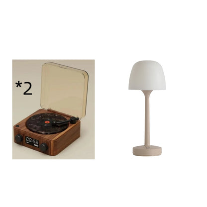 Retro Turntable Speaker Wireless Bluetooth-Compatible 5.0 Vinyl Record Player Stereo Sound with White Noise RGB Projection Lamp Effect
